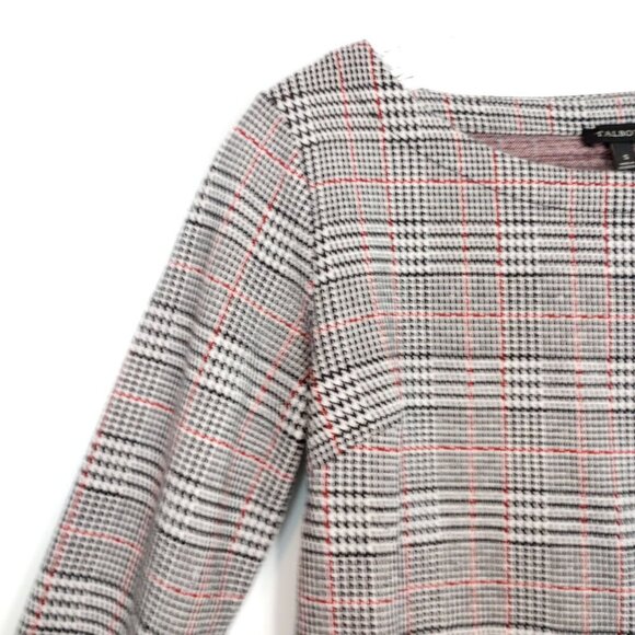 Talbots Houndstooth Plaid Boatneck 3/4 Sleeve Top - Picture 4 of 8